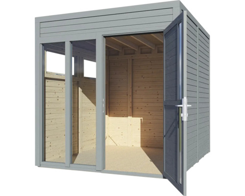 Cabină de grădină modernă cu ușă glisantă și ușă dublă din lemn