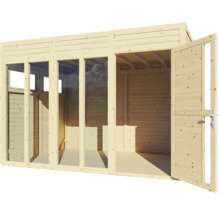 Căsuță de grădină Bertilo Cubo 3 Office cu podea 336x240 cm natur