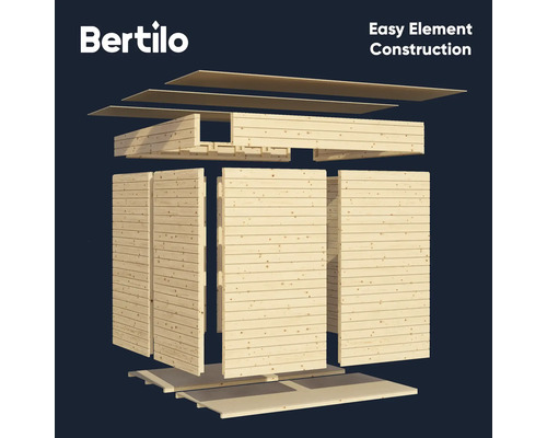 Set de construcție căsuță de grădină Bertilo ilustrație a construcției simple a elementelor