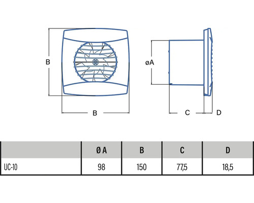 Desen tehnic al unui ventilator cu dimensiuni
