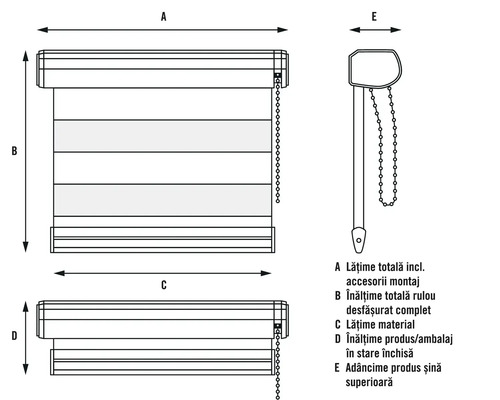 Desen tehnic al unui rulou cu dimensiuni