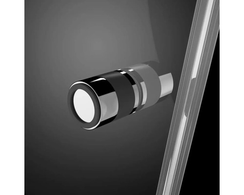 Vizualizare detaliată a unui element de cabină de duș cu feronerie