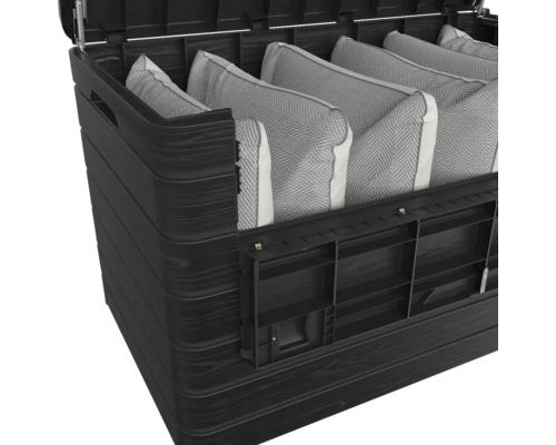 Ladă de grădină deschisă cu perne pentru depozitare