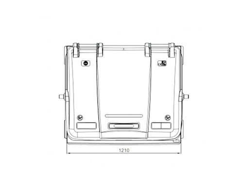 Desen tehnic al unei cutii de transport cu dimensiunile de 1210 mm.