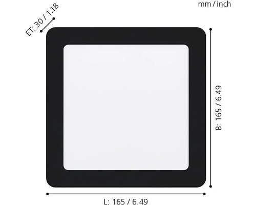Spot LED încastrat pătrat cu dimensiuni