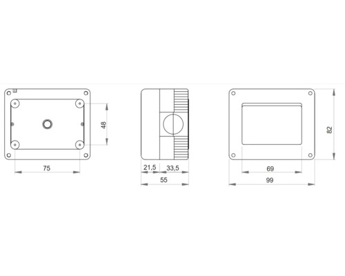 Desen tehnic al unei cutii de joncțiune cu dimensiuni