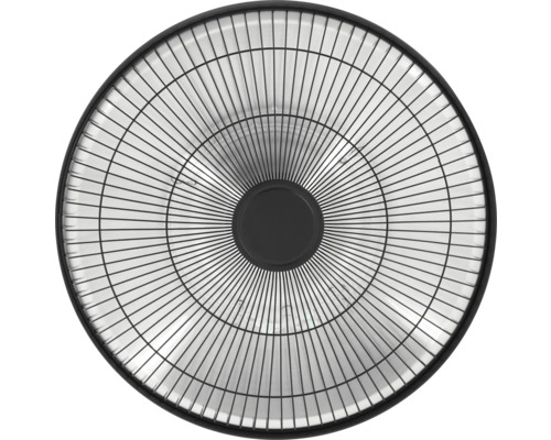 Prim-plan al unui încălzitor de terasă rotund cu grilaj de protecție