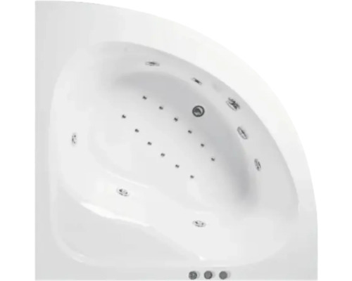 Cadă de colț cu jeturi de hidromasaj văzută de sus