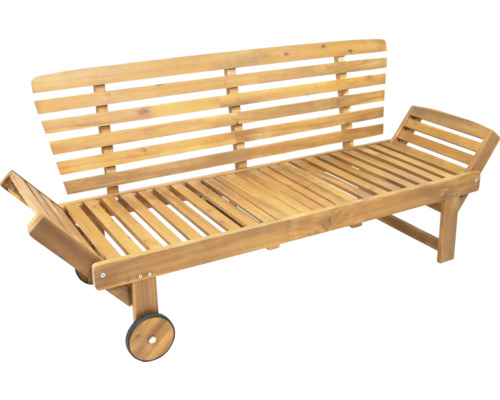 Șezlong din lemn cu roți pentru grădină