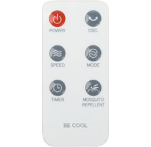 Telecomandă Be Cool cu funcții de alimentare, oscilație, viteză, mod, cronometru și anti-țânțari.