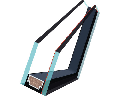 Secțiune transversală a unui cadru de fereastră cu material izolant