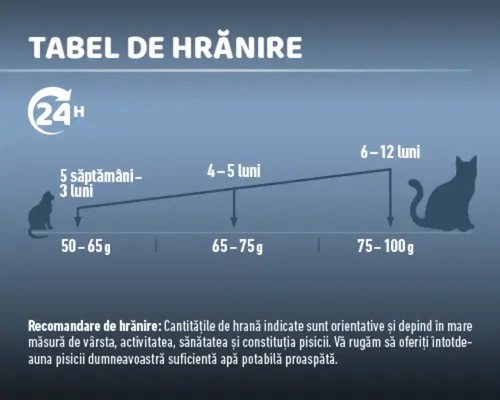 Tabel de hrănire pentru hrana pisicilor