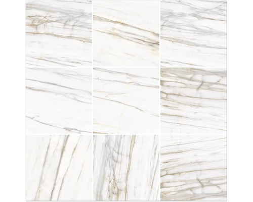 Nouă plăci de marmură albă cu model de marmură