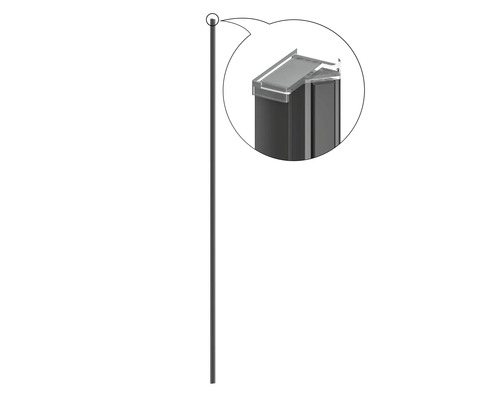 Profil opritor form&style MODENA 1950 mm negru mat Stâlp de gard cu capac