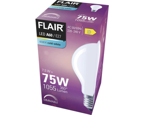 Ambalaj pentru bec LED Flair A60 E27 dimabil cu 7,5 wați și 1055 lumeni