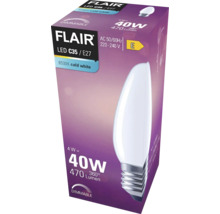 Bec LED variabil Flair E27 4W 470 lumeni, glob mat lumânare, lumină rece