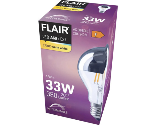 Ambalaj pentru un bec LED Flair A60 E27 nedimabil, cu 4 wați și 380 lumeni
