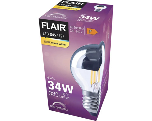 Ambalaj bec LED Flair G45 E27, nu este reglabil
