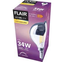 Bec LED Flair E14 4W 380 lumeni, glob clar G45, lumină caldă