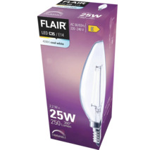 Bec LED variabil Flair E14 2,2W 250 lumeni, glob clar lumânare, lumină neutră