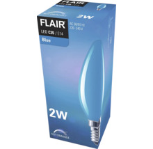 Bec albastru LED Flair E14 2W, glob lumânare, durată viață 15.000 h