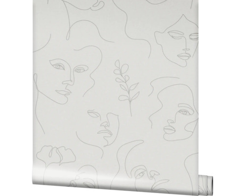Rola de tapet cu fețe de femei și frunze
