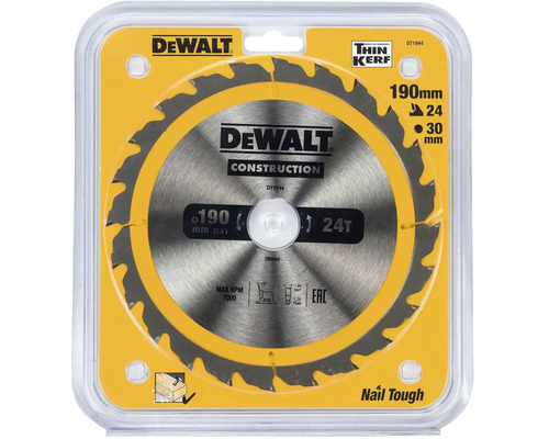 Lamă de ferăstrău DeWalt cu diametrul de 190 milimetri