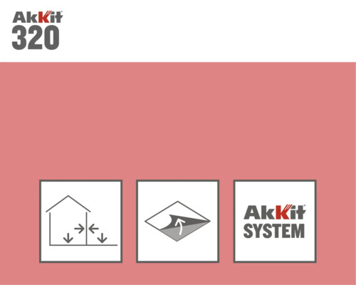 Sistem Akkit 320: Simbol de reglare a umidității, simbol de detașare și sigla Sistemului Akkit