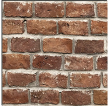 Prim-plan cu un perete cu cărămizi roșii și mortar gri.