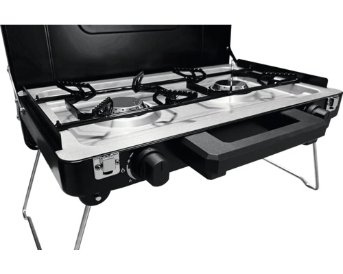 Aragaz portabil cu două arzătoare și picioare