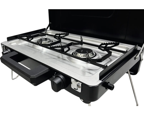 Aragaz dublu cu două arzătoare și paravânt