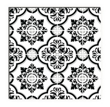 Placă pătrată cu model floral în alb și negru