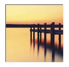 Tablou de perete cu debarcader în lac la apus