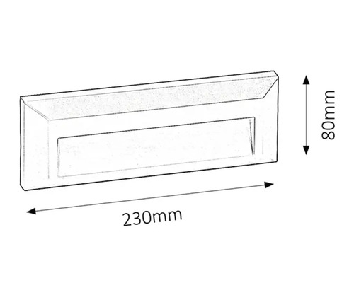 Schiță cu fantă pentru cutia poștală cu dimensiunile de 230 x 80 milimetri