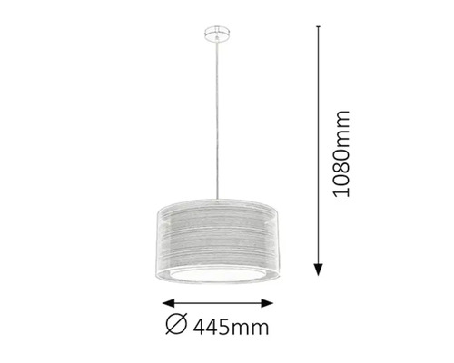 Schiță a unei lămpi suspendate cu dimensiunile de 445 mm diametru și 1080 mm înălțime