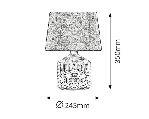 Lampă de masă cu dimensiunile de 350 mm înălțime și 245 mm diametru