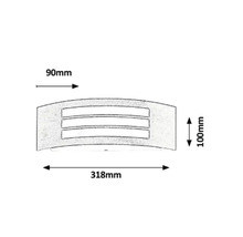 Dimensiunile lămpii de perete: 90 mm adâncime, 100 mm înălțime, 318 mm lățime