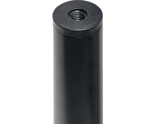 Vizualizare detaliată a unui picior de masă negru cu filet