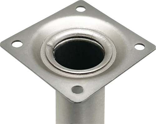 Picior metalic cu placă de montare pătrată și găuri de fixare