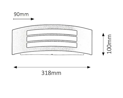 Desen tehnic al unei lămpi de perete cu dimensiuni