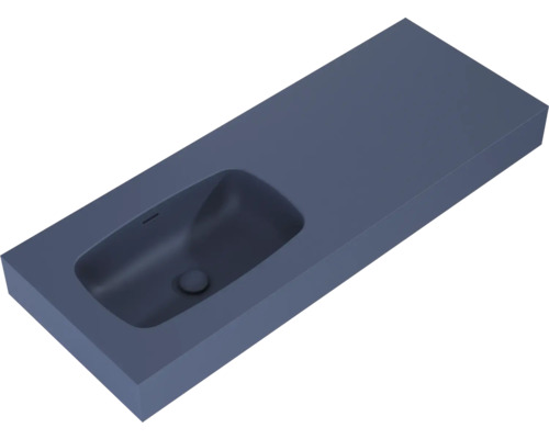 Blat de lavoar din material mineral turnat, cu formă dreptunghiulară și bazin integrat