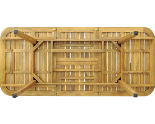 Partea inferioară a unei mese de grădină din lemn cu picioare