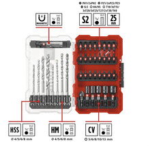 Set de burghie și biți în cutie de depozitare deschisă
