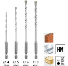 Set de patru burghie pentru piatră cu diametre de la 4 mm la 8 mm