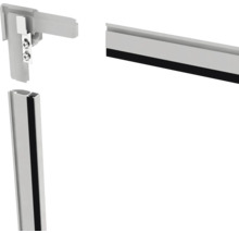 Vizualizare detaliată a unui profil de etanșare pentru duș cu colț și material de fixare