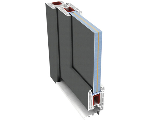 Secțiune transversală a unui toc de fereastră din plastic