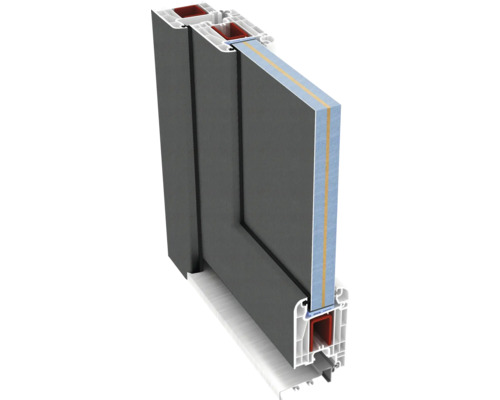 Secțiune transversală a unui toc de fereastră din plastic cu izolație