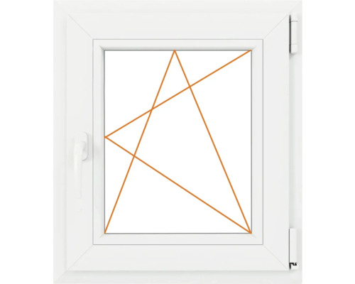 Fereastră din plastic alb cu mâner și balamale