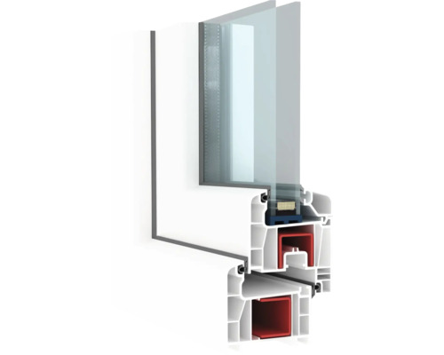 Secțiune transversală a unei ferestre din plastic cu geam dublu