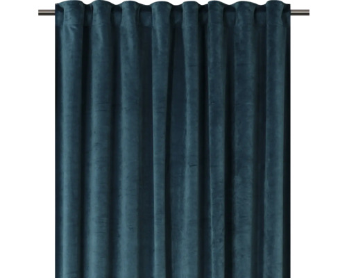 Perdea decorativă albastră din material textil cu ochiuri